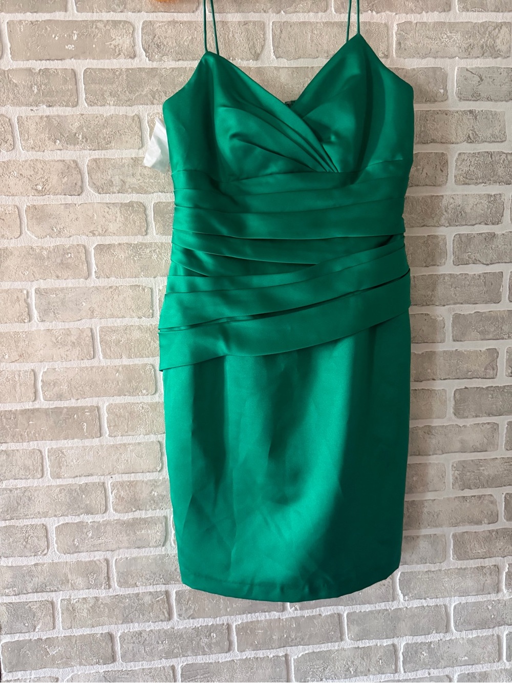 Alfred Angelo Emerald Green Spaghetti Strap Sheath Dress